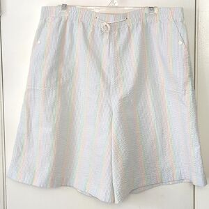 MINT! Vintage 80s / 90s Seersucker Rainbow Shorts sz 14 with Pockets!
